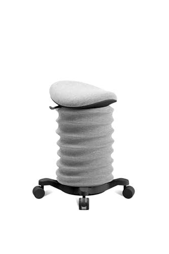 TOPSTAR Sitness 4D z kółkami, certyfikat AGR, dynamiczny taboret do siedzenia, czarny - szary, ergonomiczny taboret biurowy, regulacja wysokości, wzmacnia plecy, odciąża krążki międzykręgowe