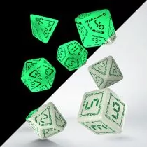 Komplet kości RPG. Cyfrowe - Fosforyzujące - Biało-zielone Q-Workshop - Akcesoria do gier planszowych - miniaturka - grafika 1