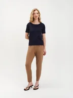 Spodnie damskie - Ciemnobeżowe spodnie typu jogger - miniaturka - grafika 1