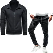 Dresy męskie - Dres męski spodnie z bluzą czarny Recea - miniaturka - grafika 1