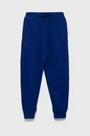 Spodnie i spodenki dla dziewczynek - Polo Ralph Lauren spodnie dresowe dziecięce kolor granatowy gładkie - miniaturka - grafika 1