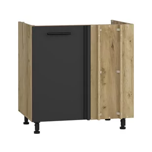 Szafka Dolna Stojąca Narożna Pod Zlewozmywak 1 Drzwi DKN-100/82 Dąb Craft / Antracyt Połysk Vento Halmar Antracyt, Dąb Craft - Szafki kuchenne - miniaturka - grafika 1