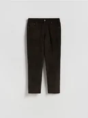 Spodnie męskie - Reserved - Sztruksowe spodnie slim - ciemnobrązowy - miniaturka - grafika 1