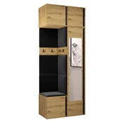 Meble do przedpokoju - Garderoba półszafa z lustrem szafka na buty meble do przedpokoju z panelami tapicerowanymi ORION 30 dąb artisan biały grafit - miniaturka - grafika 1