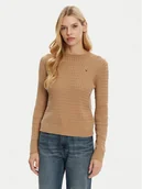 Swetry damskie - Tommy Hilfiger Sweter WW0WW44993 Brązowy Regular Fit - miniaturka - grafika 1