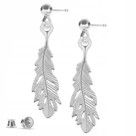 Kolczyki - Kolczyki srebrne Piórko 925 - miniaturka - grafika 1