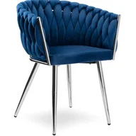 Taborety i hokery - Krzesło EHOKERY Cofton Chrom Velvet Granatowy - miniaturka - grafika 1