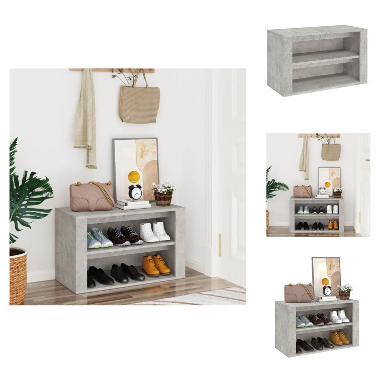 vidaXL Stojak na buty betonowy szary 75x35x45 cm materiał drewnopochodny - Stojaki i szafki na buty