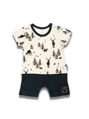 Kombinezony dla dzieci - Niemowlęcy rampers w leśny wzór grafitowe Nicol,r.62 - miniaturka - grafika 1