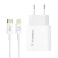 Kable USB - Wozinsky szybka ładowarka sieciowa EU USB Typ C Power Delivery 20W + kabel przewód USB Typ C / Lightning 1m biały - miniaturka - grafika 1