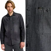 Koszule męskie - Lee WORKER SHIRT 2.0 Granite Wash LUŹNA SZARA BAWEŁNIANA KOSZULA JEANSOWA L - miniaturka - grafika 1