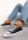 Trampki damskie - Czarno-Białe Klasyczne Trampki Przed Kostkę Xarosa - Renee - miniaturka - grafika 1