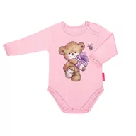 Body dla niemowląt - Body dziecięce dziewczęce z bawełny 100% certyfikat długi rękaw różowy  104 - miniaturka - grafika 1