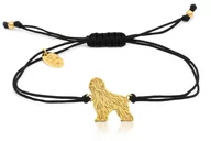 Bransoletki - Bransoletka z psem briardem złotym na czarnym sznurku - miniaturka - grafika 1