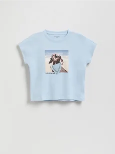 Reserved - Krótki t-shirt z nadrukiem - jasnoniebieski - Koszulki dla dziewczynek - miniaturka - grafika 1