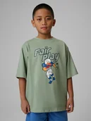 Koszulki dla chłopców - 4F T-shirt loose z nadrukiem chłopięcy - miętowy 164 (13-14 lat) - miniaturka - grafika 1