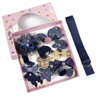 Ozdoby do włosów - ZESTAW DLA DZIEWCZYNKI gumki spinki PREZENT granat - miniaturka - grafika 1