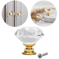 Meble modułowe i akcesoria - Gałka meblowa uchwyt meblowy kryształowa diamentowa glamour złota 31mm - miniaturka - grafika 1