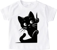 Koszulki dla dziewczynek - koszulka z kotem dla dziecka kot czarny 1 - miniaturka - grafika 1