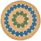 Dywany - Dywan okrągły z juty ⌀ 140 cm niebiesko-zielony HOVIT - miniaturka - grafika 1