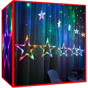 Wiszące Gwiazdy Kurtyna Lampki Choinkowe 138 LED m ISO TRADE - Oświetlenie świąteczne - miniaturka - grafika 1