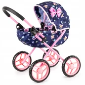 Wózki dla lalek - Kinderplay Wózek Dla Lalek Głęboki Gondola Składany Daszek Miękkie Koła - miniaturka - grafika 1