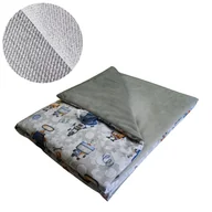 Koce i narzuty dla dzieci - Kocyk Dziecięcy 75x100 Ocieplany Roboty/Szary Bawełna/Velvet Polski Producent - miniaturka - grafika 1