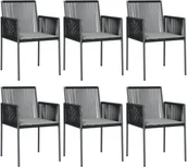 Fotele i krzesła ogrodowe - vidaXL Krzesła ogrodowe z poduszką 6 szt. czarne 54x60,5x83,5 cm - miniaturka - grafika 1