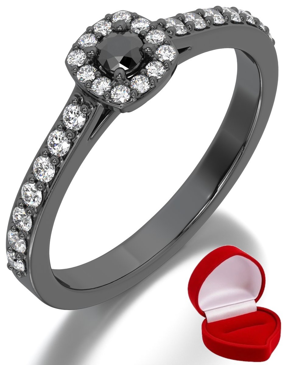 ZŁOTY PIERŚCIONEK ZARĘCZYNOWY 585 14k BRYLANT CZ. 0,06 ct CZARNE ZŁOTO R20