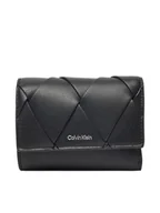 Portfele - Calvin Klein Portfel damski Ck Woven Small Trifold K60K612953 Czarny - miniaturka - grafika 1