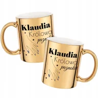 Kubki - Kubek Z Nadrukiem KRÓLOWA PAZNOKCI IMIĘ Złoty Metaliczny Kreator - miniaturka - grafika 1