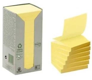 3M Post-It Ekologiczne karteczki samoprzylepne Post-it_ Z-Notes z certyfikatem PEFC Recycled Żółte 76x76mm 16 bloczków po 100 ka - Etykiety samoprzylepne i bloki etykiet - miniaturka - grafika 1