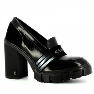 Czarne mokasyny na obcasie CARINII - Carinii - Mokasyny damskie - miniaturka - grafika 1