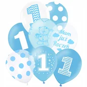 Balony i akcesoria - Zestaw Balonów Na Roczek Balony 1 Urodziny Chłopca - miniaturka - grafika 1