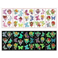 Zabawki kreatywne - TATUAŻE DLA DZIECI 5 SZT ŚWIECĄCE W CIEMNOŚCI ZMYWALNE WRÓŻKI MOTYLKI - miniaturka - grafika 1