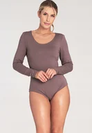 Odzież ciążowa - Dopasowane body damskie - body damskie brązowe - M1038 rozmiar L - miniaturka - grafika 1