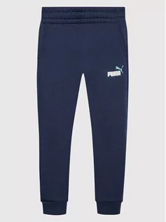 Spodnie i spodenki dla chłopców - Puma Spodnie dresowe Essential + 2 Col Logo 586988 Granatowy Regular Fit - grafika 1