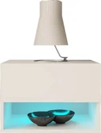 Szafki nocne - MEGSTYL SZAFKA NOCNA AIR 1 50cm BIAŁY MAT POLYSK + LED RGB - miniaturka - grafika 1