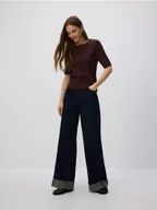 Swetry damskie - Reserved - Sweter z ozdobnym splotem - brązowy - miniaturka - grafika 1