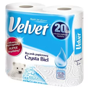 Velvet Care Ręcznik papierowy VELVET Czysta biel, 2 rolki - Ręczniki papierowe - miniaturka - grafika 1