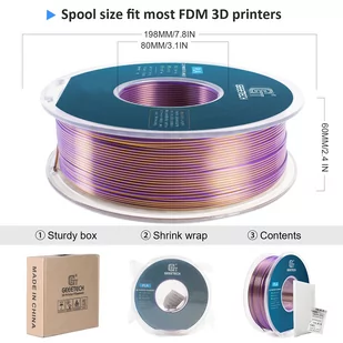 Dwukolorowy jedwabny filament PLA Geeetech 1kg  - Złoto i Fiolet - Filamenty i akcesoria do drukarek 3D - miniaturka - grafika 4