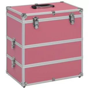 Vida Kuferek na kosmetyki 37 x 24 x 40 cm różowy aluminiowy V-91841 - Kosmetyczki, organizery i kuferki - miniaturka - grafika 1