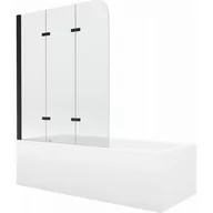 Wanny - Mexen Vega wanna prostokątna 170 x 70 cm z obudową i parawanem 3-skrzydłowym 120 cm, transparent, czarny - miniaturka - grafika 1