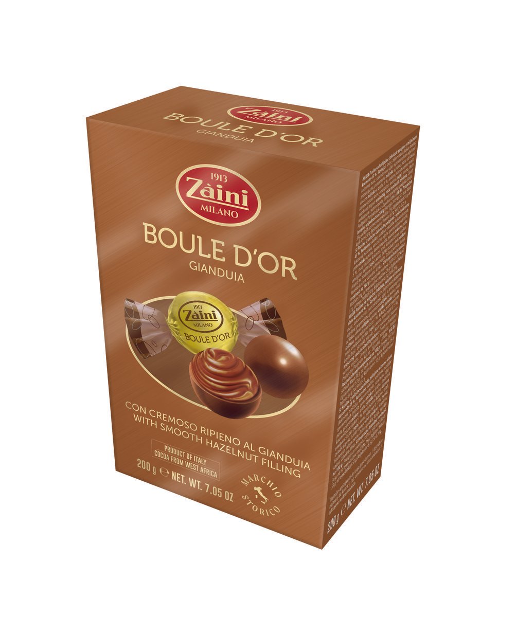 ZAINI CZEKOLADOWE NADZIEWANE PRALINY-KULKI BOULE D’OR GIANDUIA 200G BOX NA PREZENT
