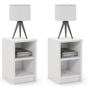 Szafki nocne, 2 sztuki, otwarte, FORTIS, 30x30x45 cm, biel, mat - Szafki nocne - miniaturka - grafika 1