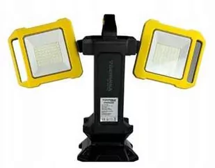 Naświetlacz LED przenośny z rączką 50W (2x25W) b.zimna 6500K 4000lm HERKULES obudowa czarna/żółty, obrotowe główki, stopniowe włączanie IP54 GERMINA - Lampy pozostałe - miniaturka - grafika 2