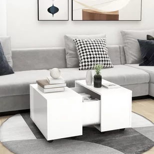 vidaXL vidaXL Stolik kawowy, biały, 60x60x38 cm, płyta wiórowa - Ławy i stoliki kawowe - miniaturka - grafika 1