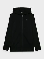 Bluzy sportowe męskie - Męska bluza dresowa rozpinana z kapturem 4F 4FWMM00TSWSM1768 - czarna - miniaturka - grafika 1