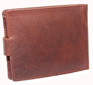 Portfel Męski Skórzany ANDREAS Skóra Licowa Mały Poziomy Z Zapięciem CZEKOLADOWY RFID HK5130B ML 11,5 x 9 x 3 [cm] - Portfele - miniaturka - grafika 4