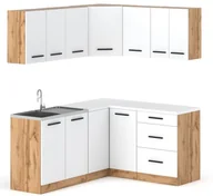 Meble kuchenne - Kuchnia Nowoczesna Modułowa Z Blatem Narożna 3.2m Wotan Biały Mat Szary Mat - miniaturka - grafika 1